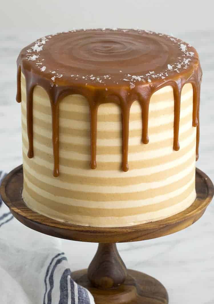 A cake covered in caramel 