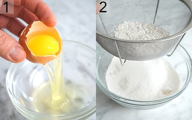 An egg being separated into a bowl.