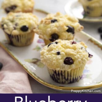 Blueberry Muffins with a crumb topping.