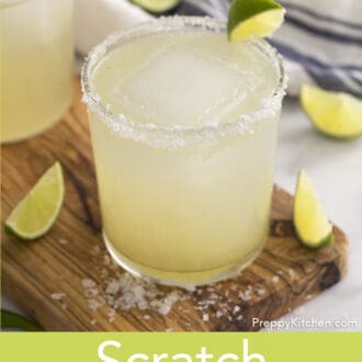 Margarita in a tumbler garnished with lime
