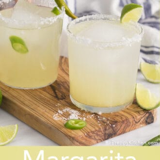 Margarita in a tumbler garnished with lime