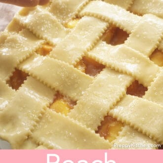 A peach pie ready to be baked.