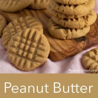 A pinterest graphic of several peanut butter cookies