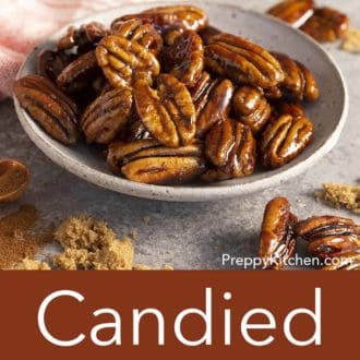 candied pecans in a bowl