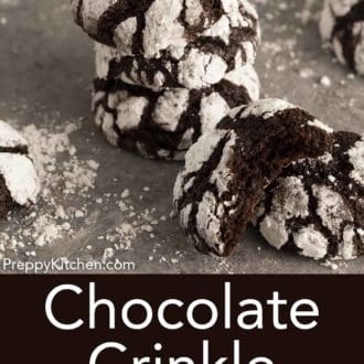 stacked chocolate crinkle cookies