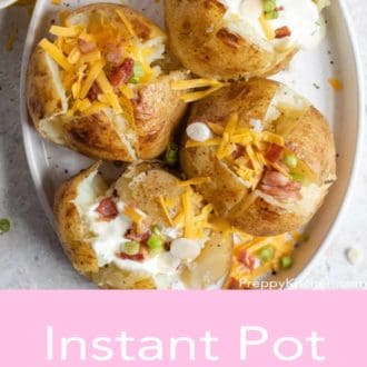 instant pot baked potatoes on a plate