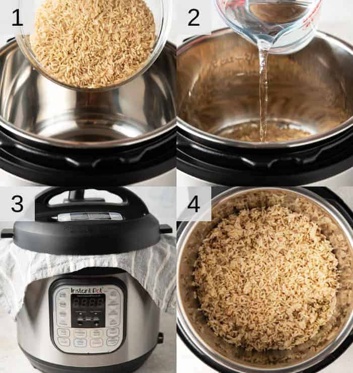 Step by step photos for how to make instant pot brown rice