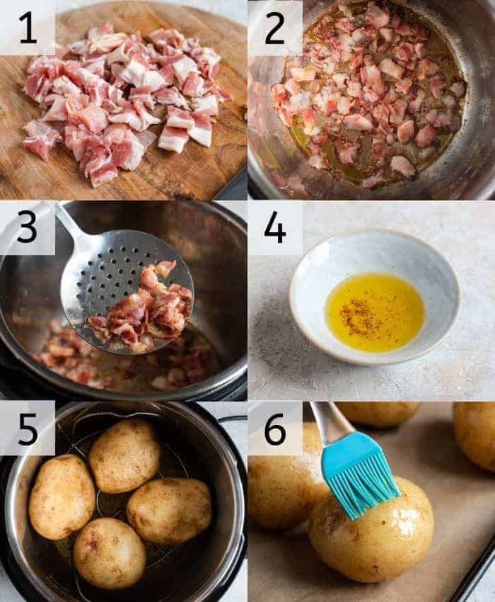Step by step photos for making instant pot baked potatoes