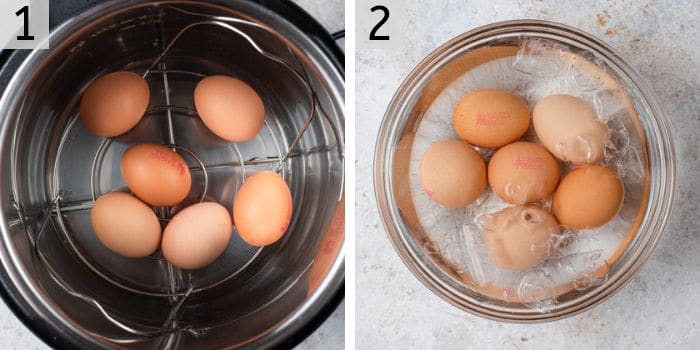 Step by step photos for making instant pot hard boiled eggs