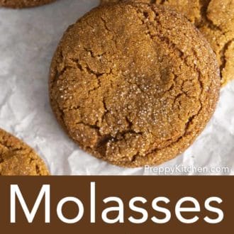 stack of molasses cookies on parchment