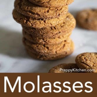 stack of molasses cookies on a counter
