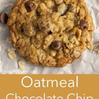 oatmeal chocolate chip cookies on parchment paper