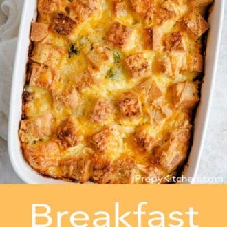 breakfast casserole in a serving dish