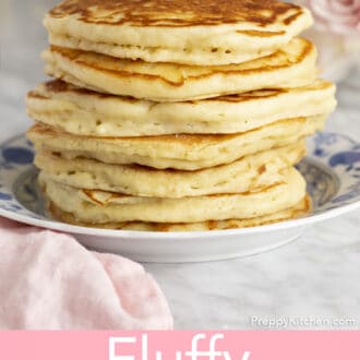 stack of fluffy pancakes on a plate
