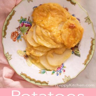 A pinterest graphic of potatoes au gratin