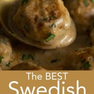 swedish meatball on a gold spoon