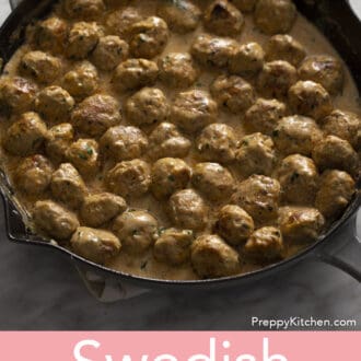 Swedish Meatballs in a pan.