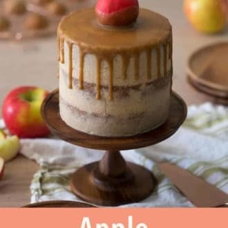 A pinterest graphic of an apple cake