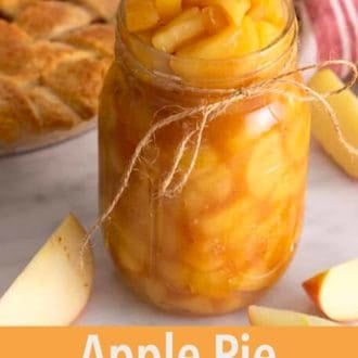 A pinterest graphic of apple pie filling