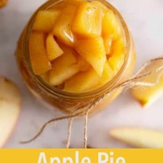 A pinterest graphic of apple pie filling
