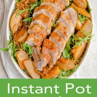 instant pot pork tenderloin on a white serving plate