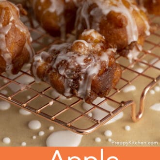 Apple fritters dripping with glaze.