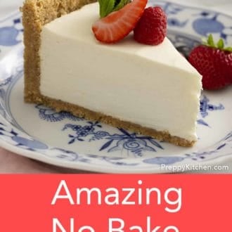piece of no bake cheesecake on a plate