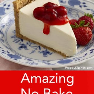 piece of no bake cheesecake on a plate