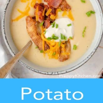 potato soup in a white bowl