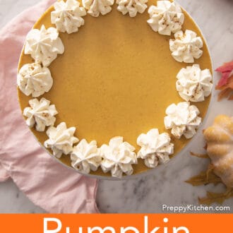 An orange colored pumpkin cheesecake.