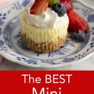 mini cheesecake on a plate with berries