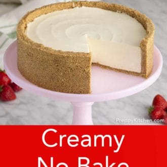 no bake cheesecake on a cake stand