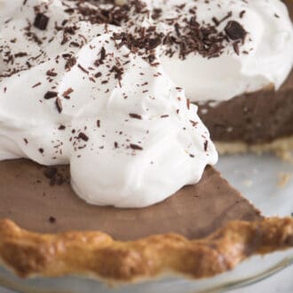 A big chocolate pie with a buttery crust.
