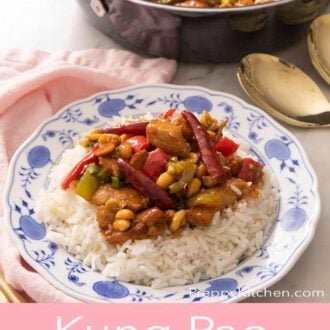 A pinterest graphic of kung pao chicken