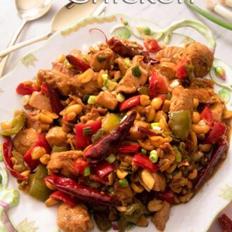 A pinterest graphic of kung pao chicken