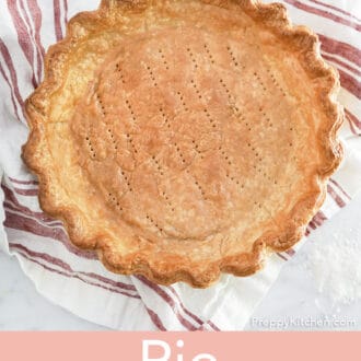 A baked golden pie crust.