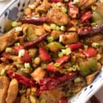 A close up of Kung Pao chicken
