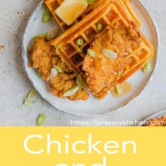 chicken and waffles on a plate