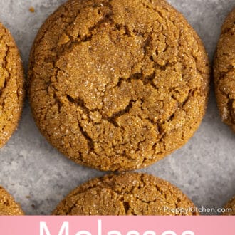 Molasses cookies on a gray surface.