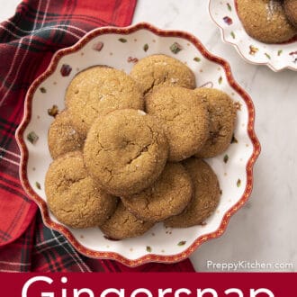 gingersnap cookies sitting on a Christmas plate