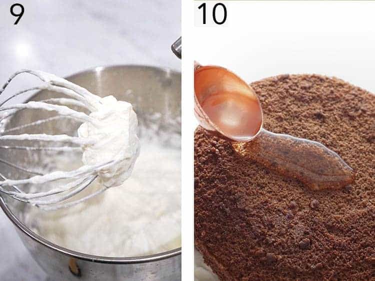 Whip cream in a mixing bowl.