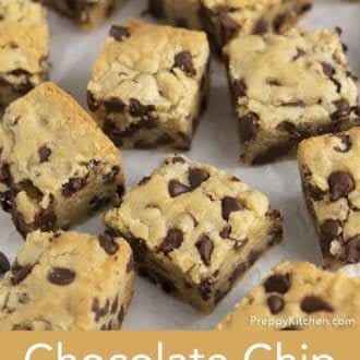 chocolate chip cookie bars on paper