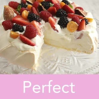 pavlova topped with berries on a plate