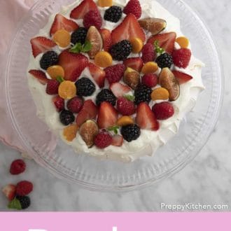 pavlova topped with berries on a plate