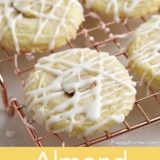 almond cookies on a cooling rack