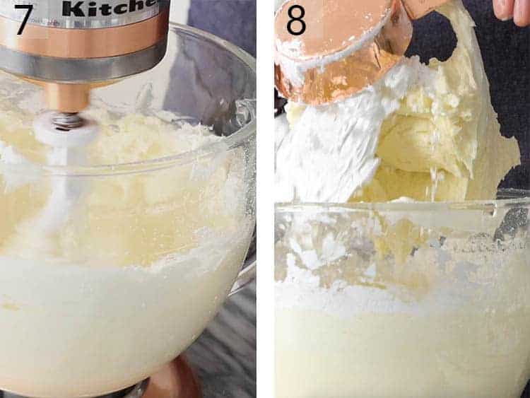 Cream cheese frosting getting mixed up for a hummingbird cake. 