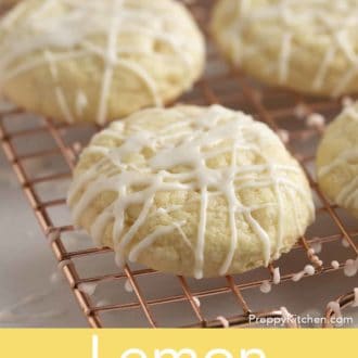 lemon cookies on a cooling rack