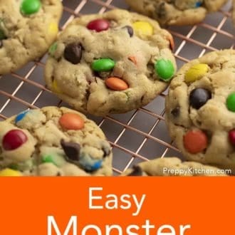monster cookies on a rack