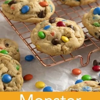 monster cookies on a rack