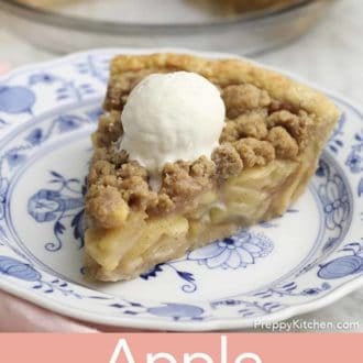piece of apple crumble pie on a plate
